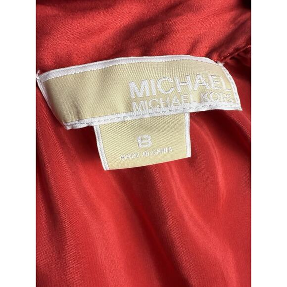 Silk Top Blouse Y2K Sleeveless Halter Red Black Michael Kors 8 Medium Bow Neck - Picture 3 of 5